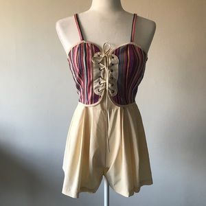 NWOT Mustard Seed Striped Corset Closure Romper